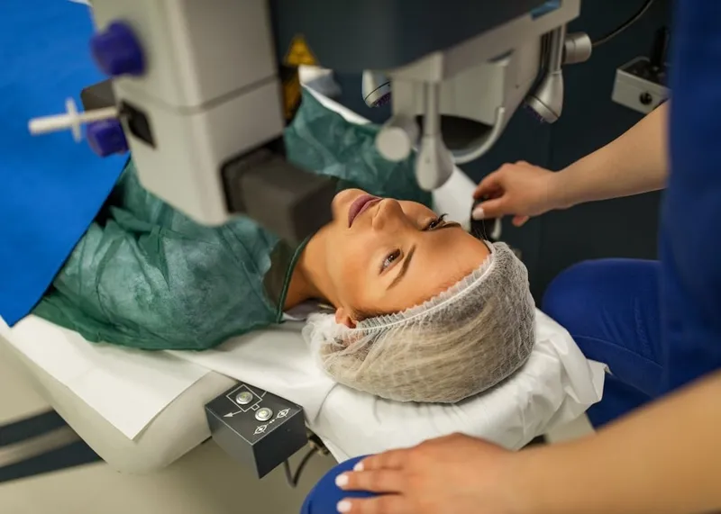 Operating room prepared for laser eye surgery at an Istanbul hospital