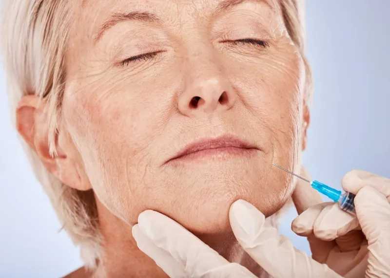 A syringe prepared for a facial injection, illustrating how filler treatments differ from Botox.